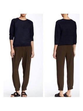 Vince Pants Womens Size 0 Green Waistband Inset Poly Harem Jogger